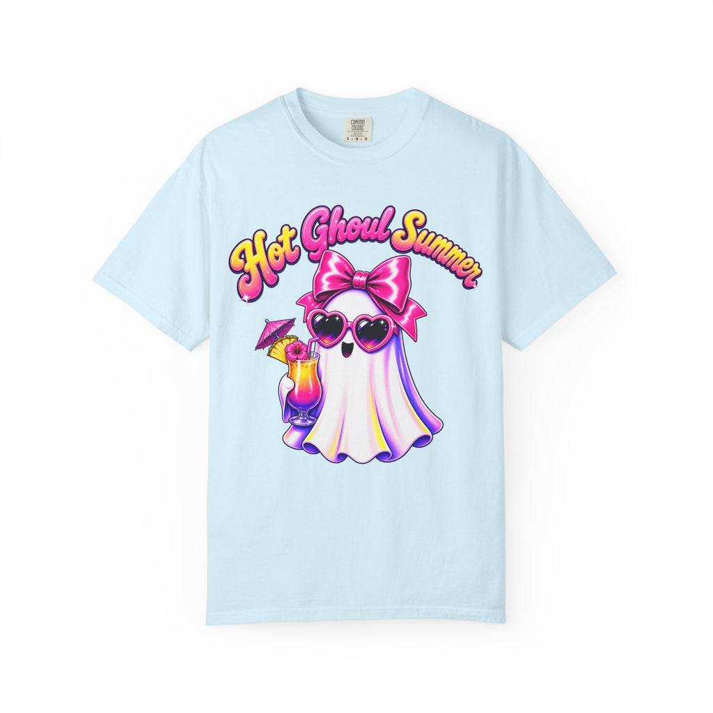 Hot Ghoul Summer T Shirt Cute Retro Ghost Tee with Sunglasses and Cocktail