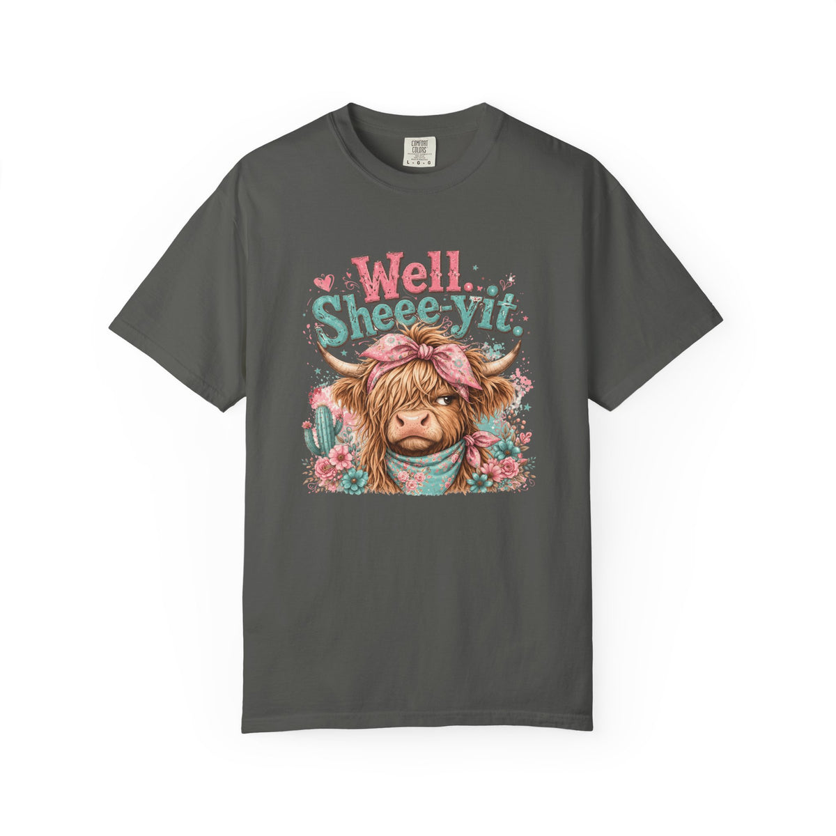 T-Shirt Well Sheey it Cute Highland Cow Graphic Tee