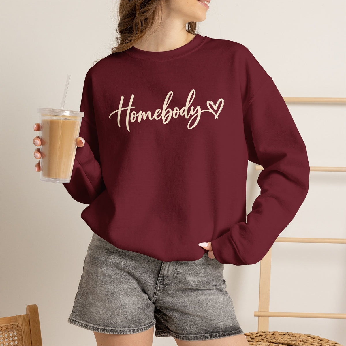 Homebody Crewneck Sweatshirt Cozy Homebody Pullover with Heart