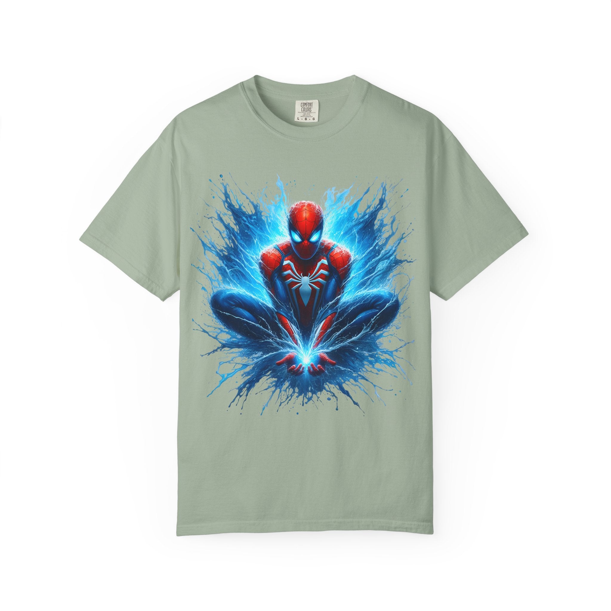 Spider Hero Graphic T Shirt Dynamic Blue Splash Superhero Tee