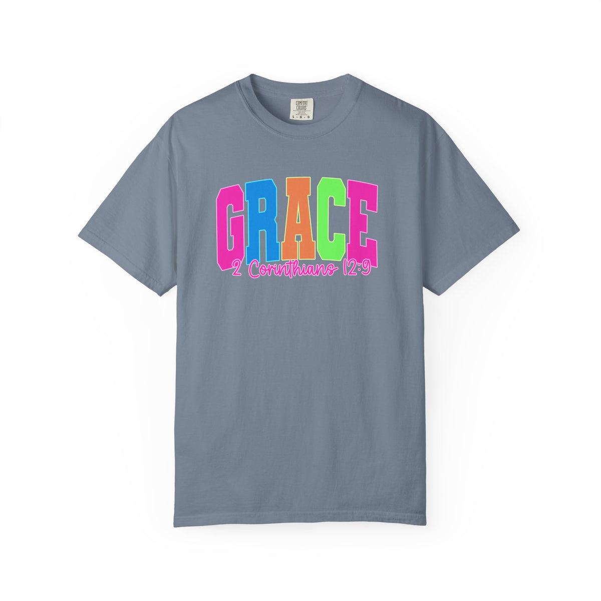 Grace Graphic Comfort Colors T Shirt  2 Corinthians 12 9 Colorblock Faith Tee