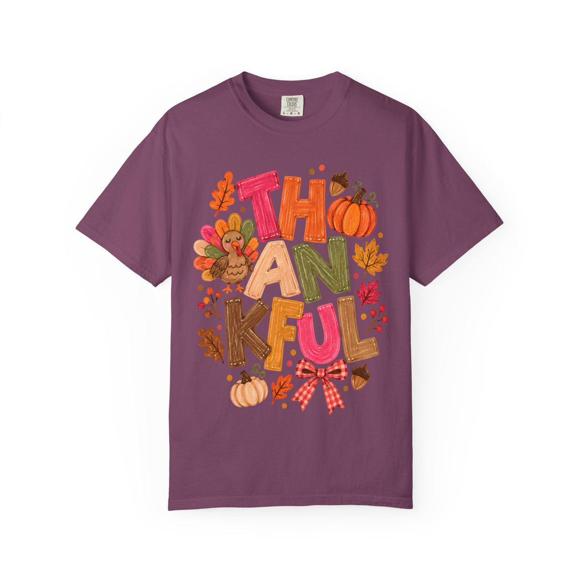 Thankful Turkey Shirt, Cute Thanksgiving Tee, Colorful Fall Graphic T-Shirt, Thanksgiving Outfit, Autumn Shirt, Fall Teacher Gift