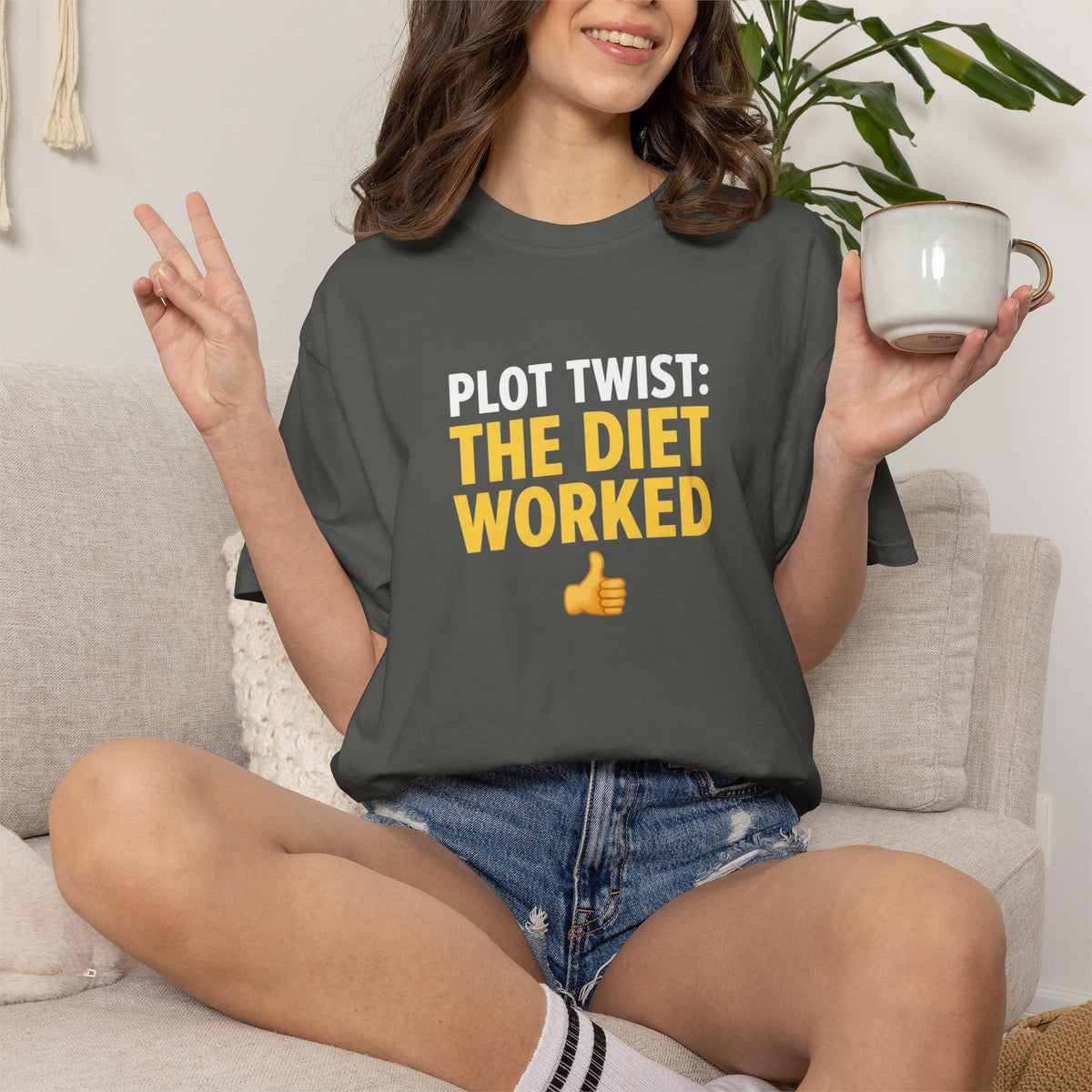 T Shirt The Diet Worked Funny Thumbs-Up Graphic Tee