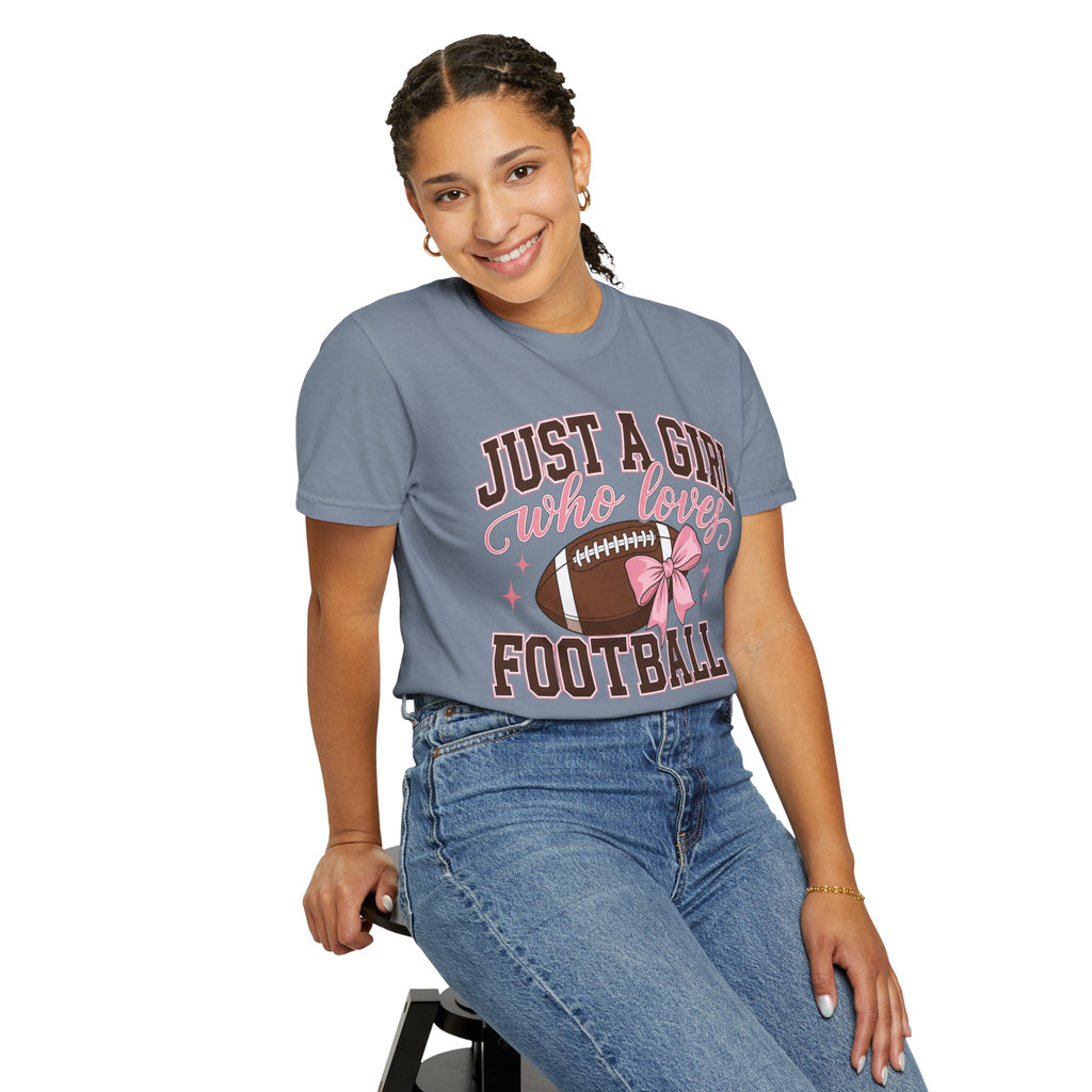 Just A Girl Who Loves Football T Shirt Pink Bow Football Tee