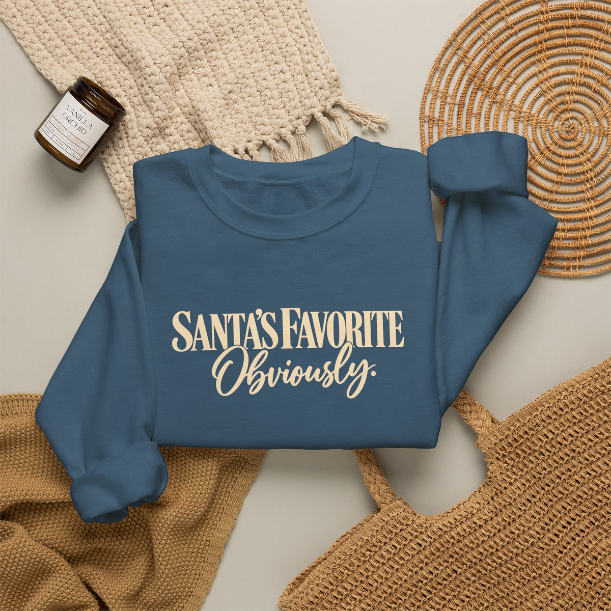 Santas Favorite Crewneck Sweatshirt Santas Favorite Obviously Holiday Sweater