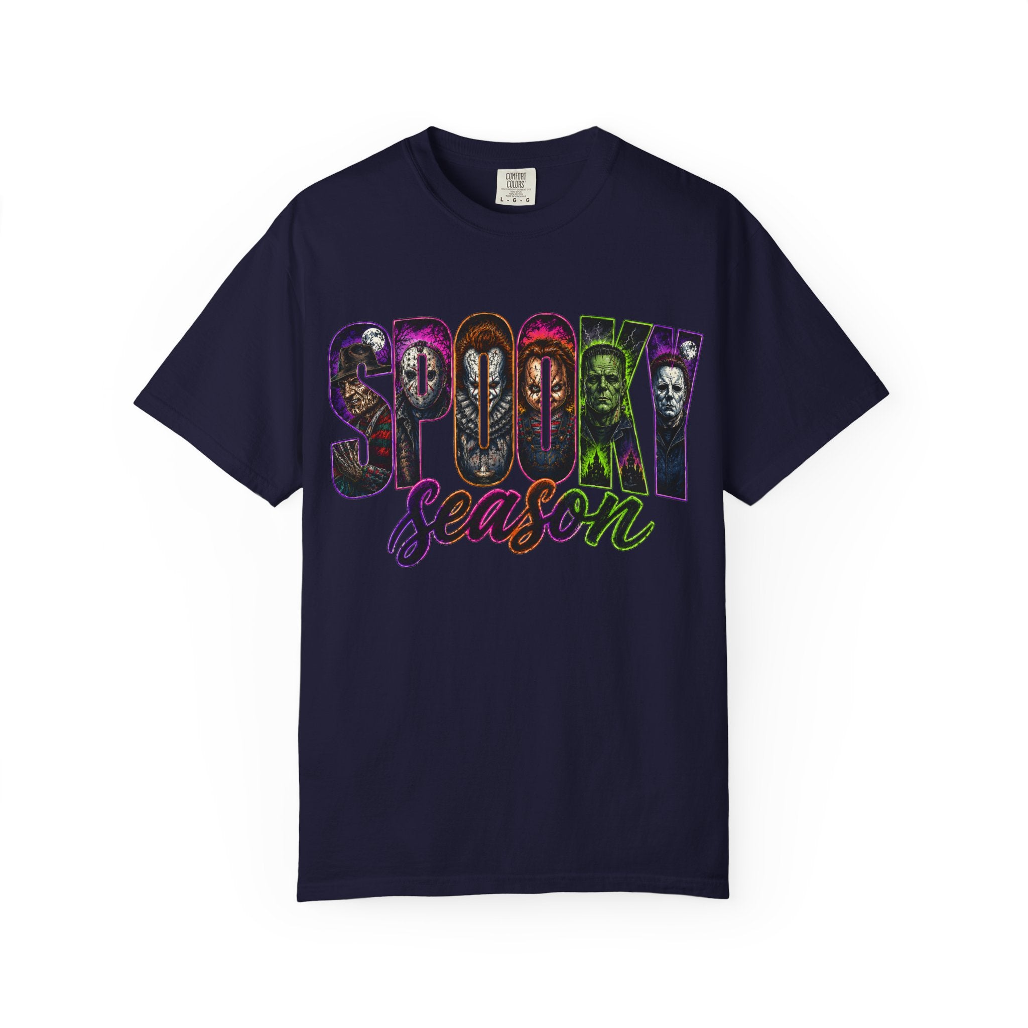 Spooky Season Graphic T Shirt Halloween Horror Movie Mask Design