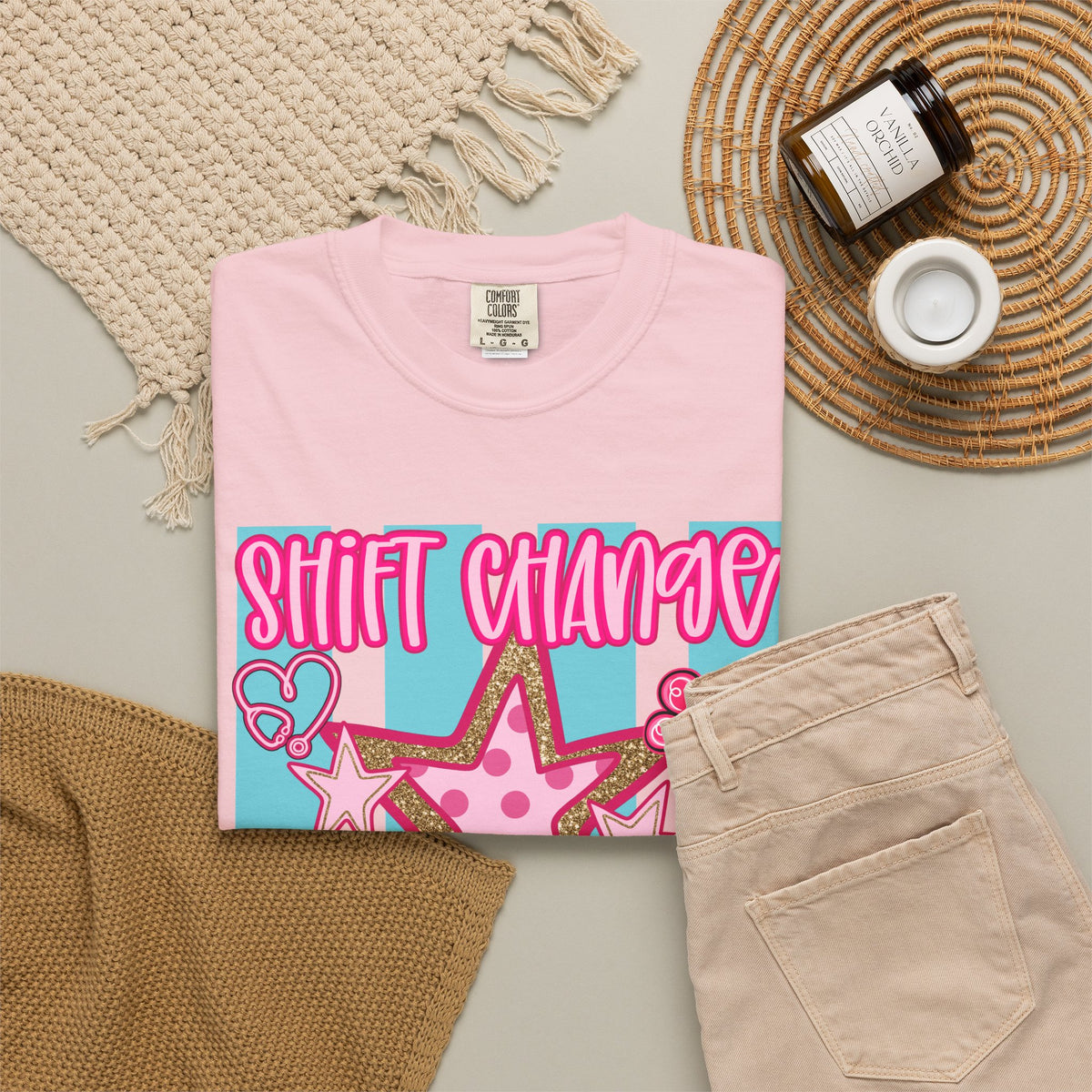Shift Change Hallelujah T Shirt Cute Pink Star Nurse Worker Tee