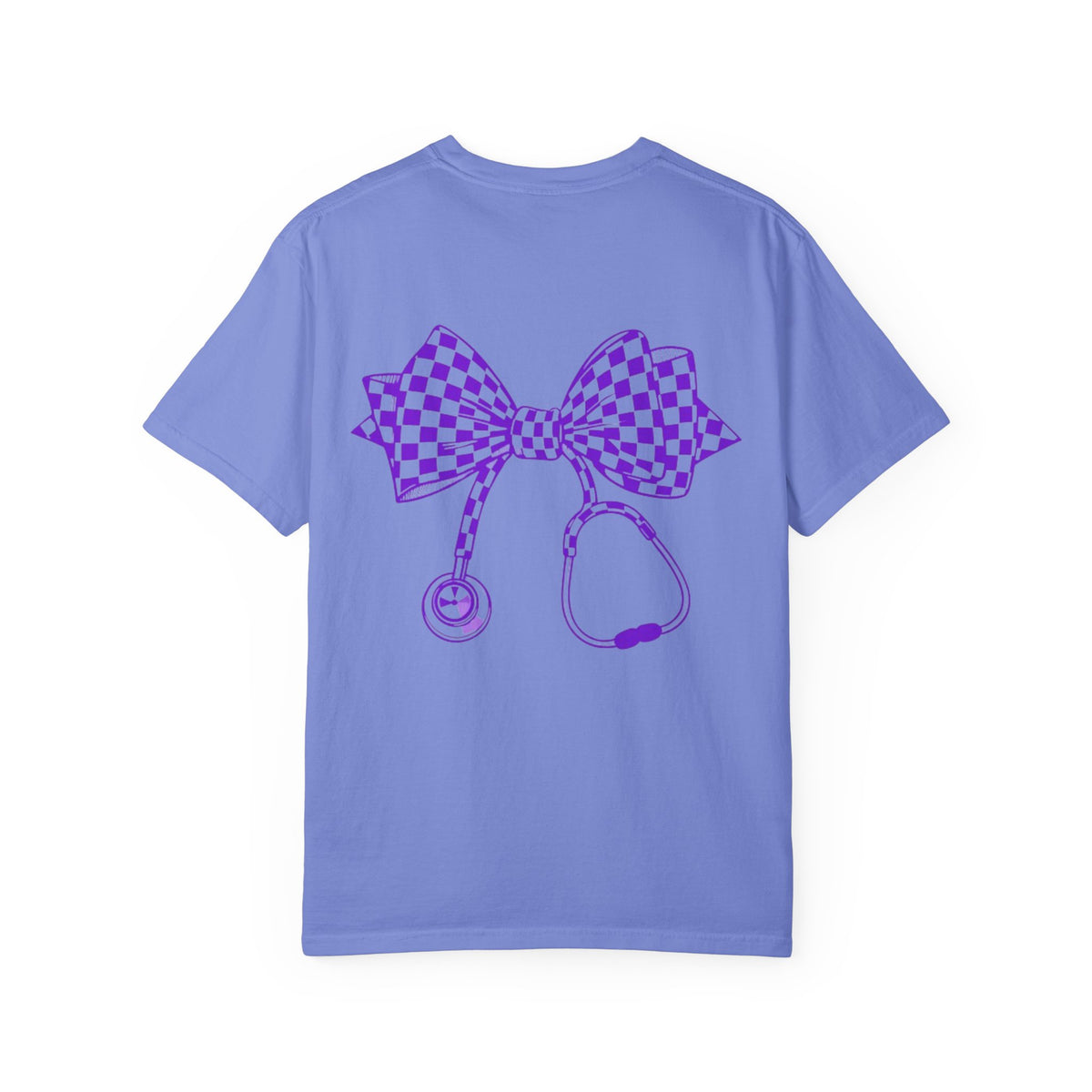 Nurse Stethoscope Bow T Shirt Checkered Medical Ribbon Tee