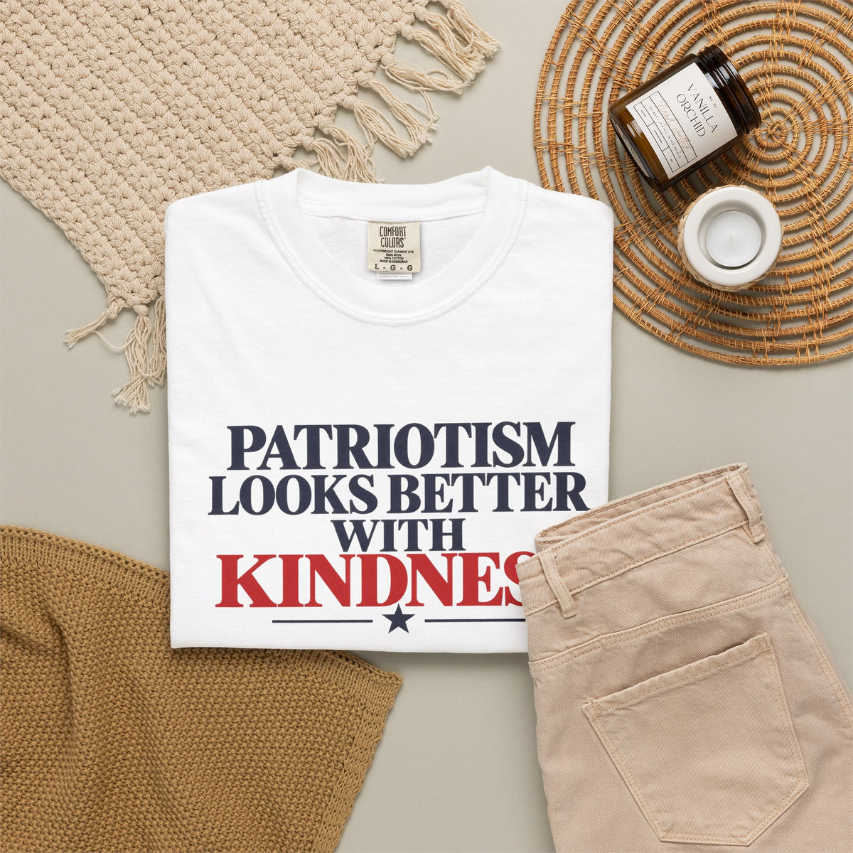 Patriotism Looks Better With Kindness Shirt, Patriotic Kindness Tee, Unity T-Shirt, Comfort Colors Graphic Tee, Positive Message Gift