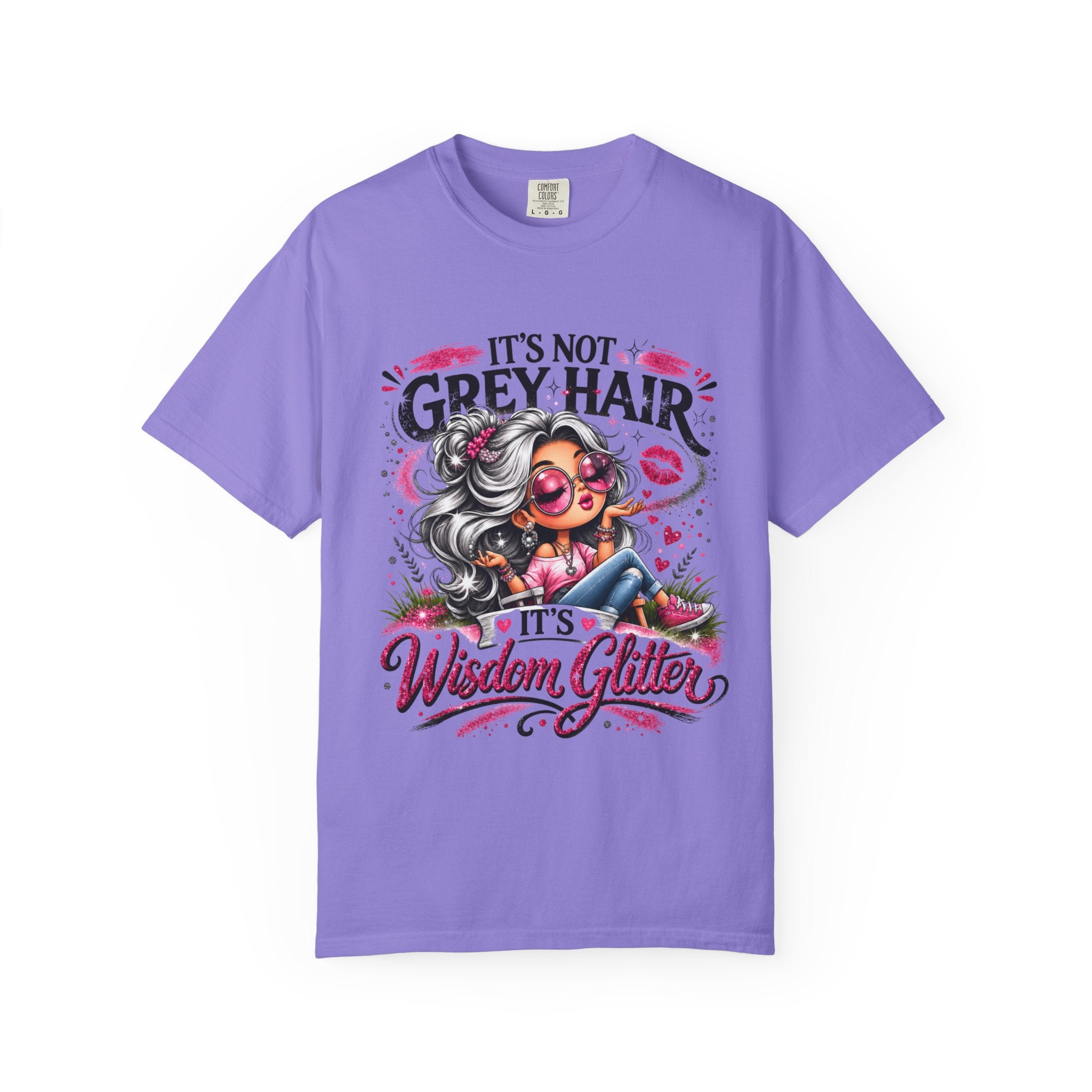 T-Shirt Its Not Grey Hair Its Wisdom Glitter Graphic Tee