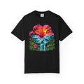 T Shirt Tropical Hibiscus Waterfall Sunset Graphic Tee