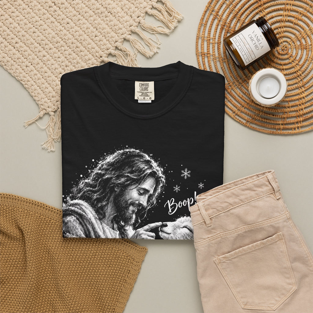 Jesus Boop Shirt, Jesus and Lamb Christian T-Shirt, Cute Faith Based Tee, Funny Jesus Shirt, Religious Gift for Women, Christian Graphic Tee