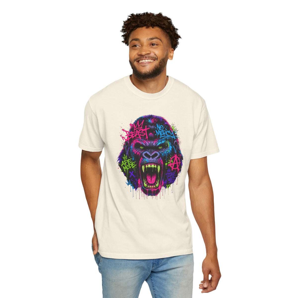 Gorilla Graffiti T Shirt Neon Street Art Ape Design