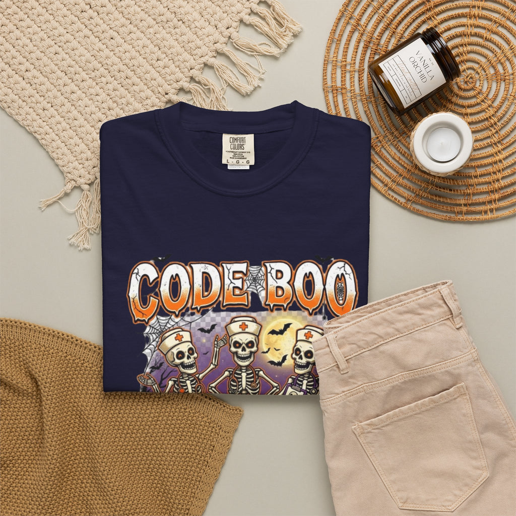 Nurse Code Boo Halloween T‑Shirt Spooky Season Skeletons