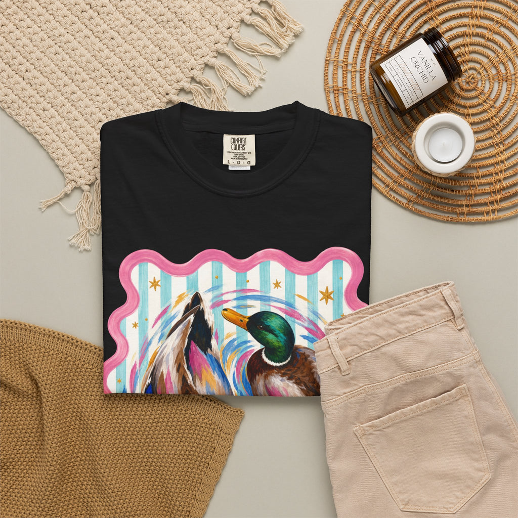 Mallard Duck Art T Shirt Colorful Paired Ducks Graphic Tee