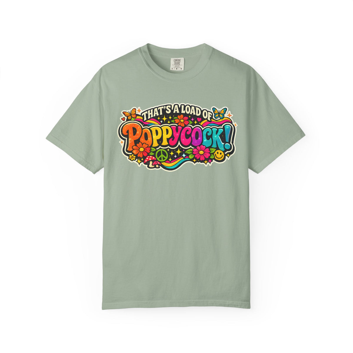 Poppycock Retro Hippie T Shirt  That’s a Load of Poppycock Colorful Vintage Floral Tee