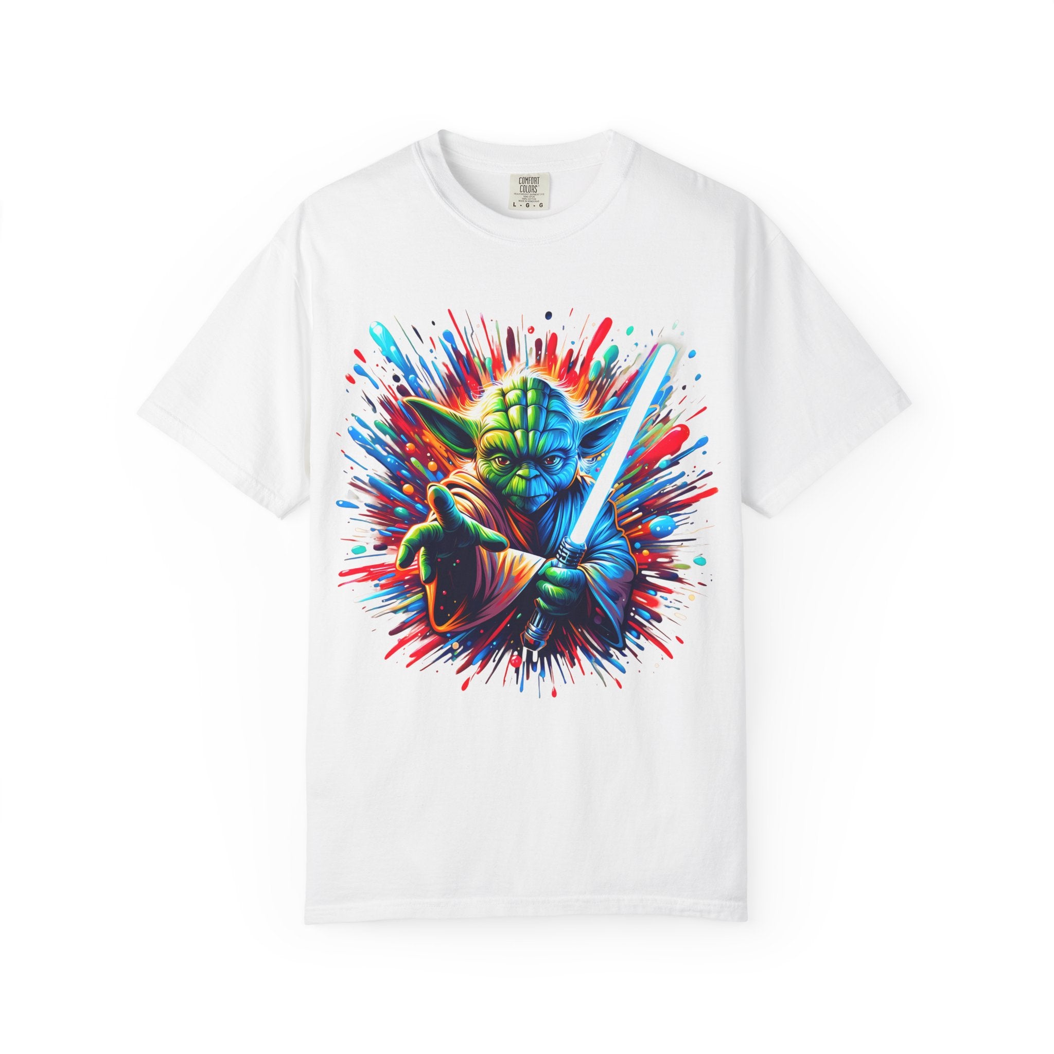 Yoda Neon Splash T Shirt Colorful Jedi Lightsaber Tee