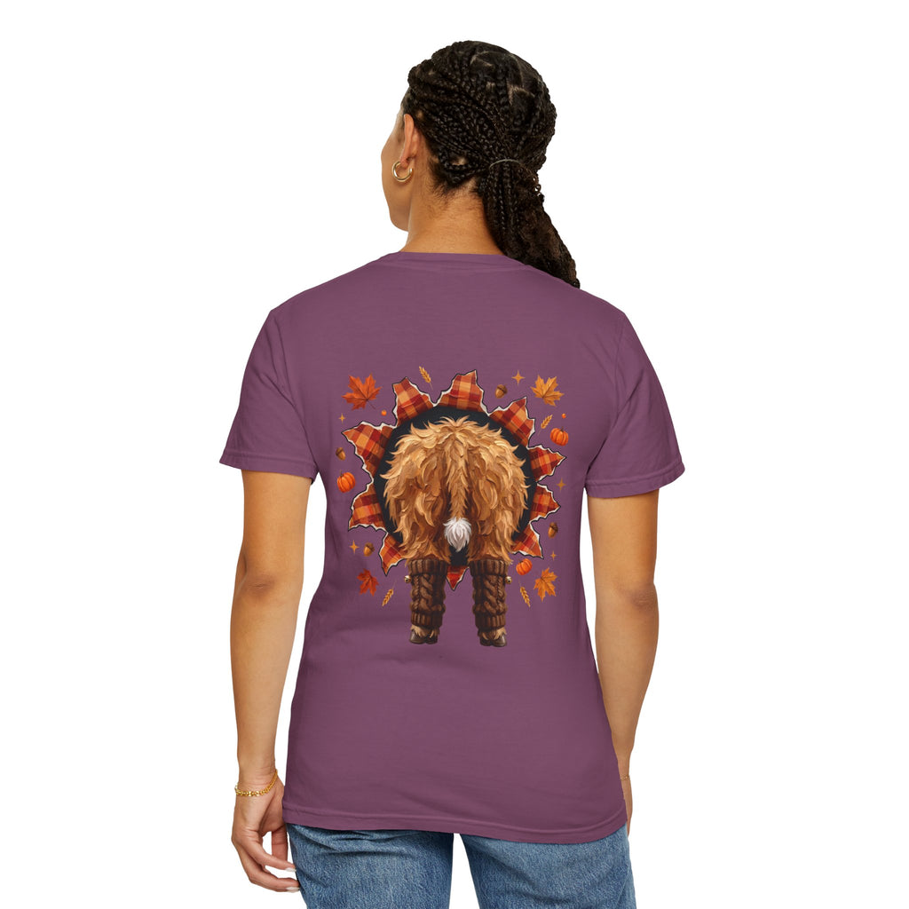 Highland Cow Autumn Tee Shirt Cute Fall Plaid Calf Design