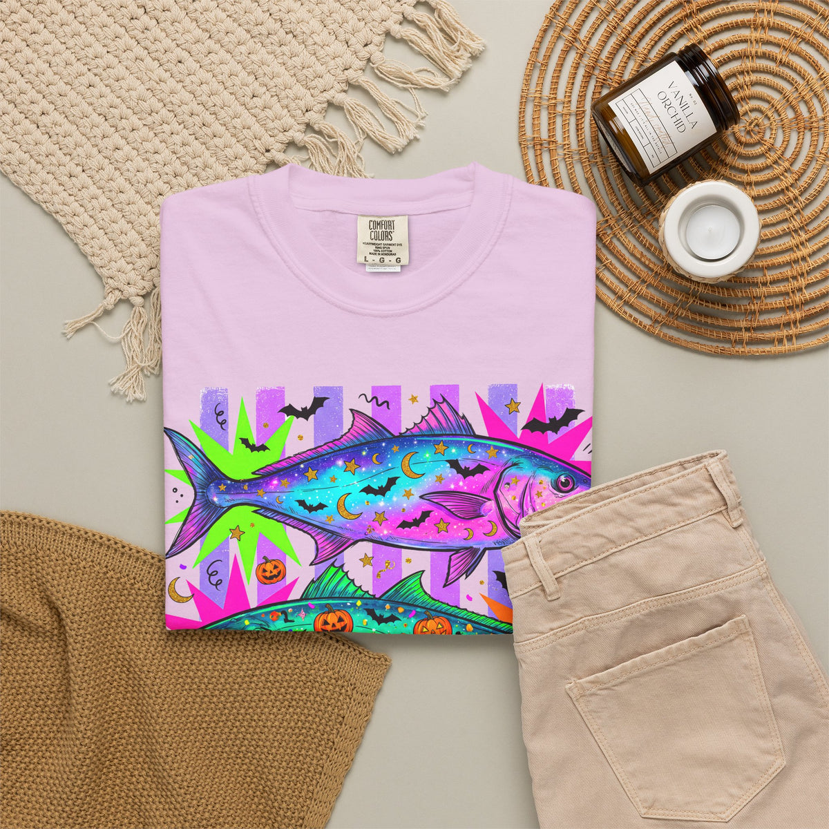 Bright Halloween Tropical Mackerel T-Shirt — Colorful Surf & Beach Fish Graphic Tee