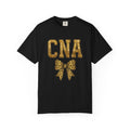 CNA Leopard Bow T Shirt Sparkle Gold Nurse Aide Tee