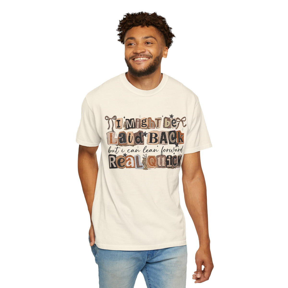 Laid Back but can Lean Forward Real Quick Graphic Tee Casual Vintage Inspired Funny Shirt