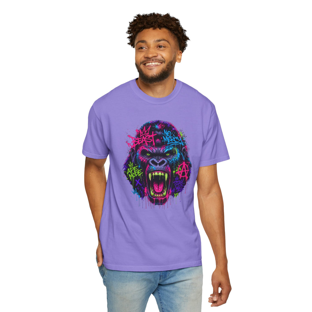 Gorilla Graffiti T Shirt Neon Street Art Ape Design