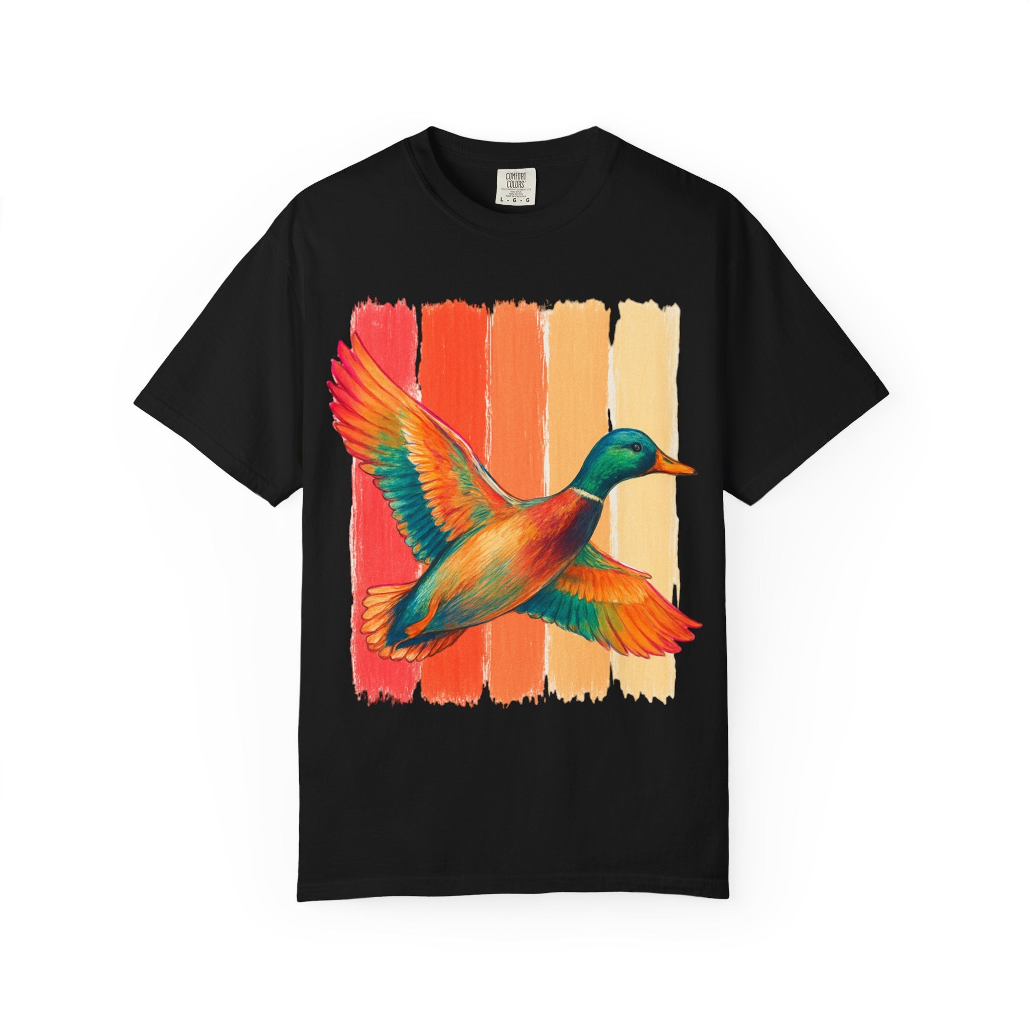 Mallard Duck Graphic T Shirt Vintage Sunset Stripes