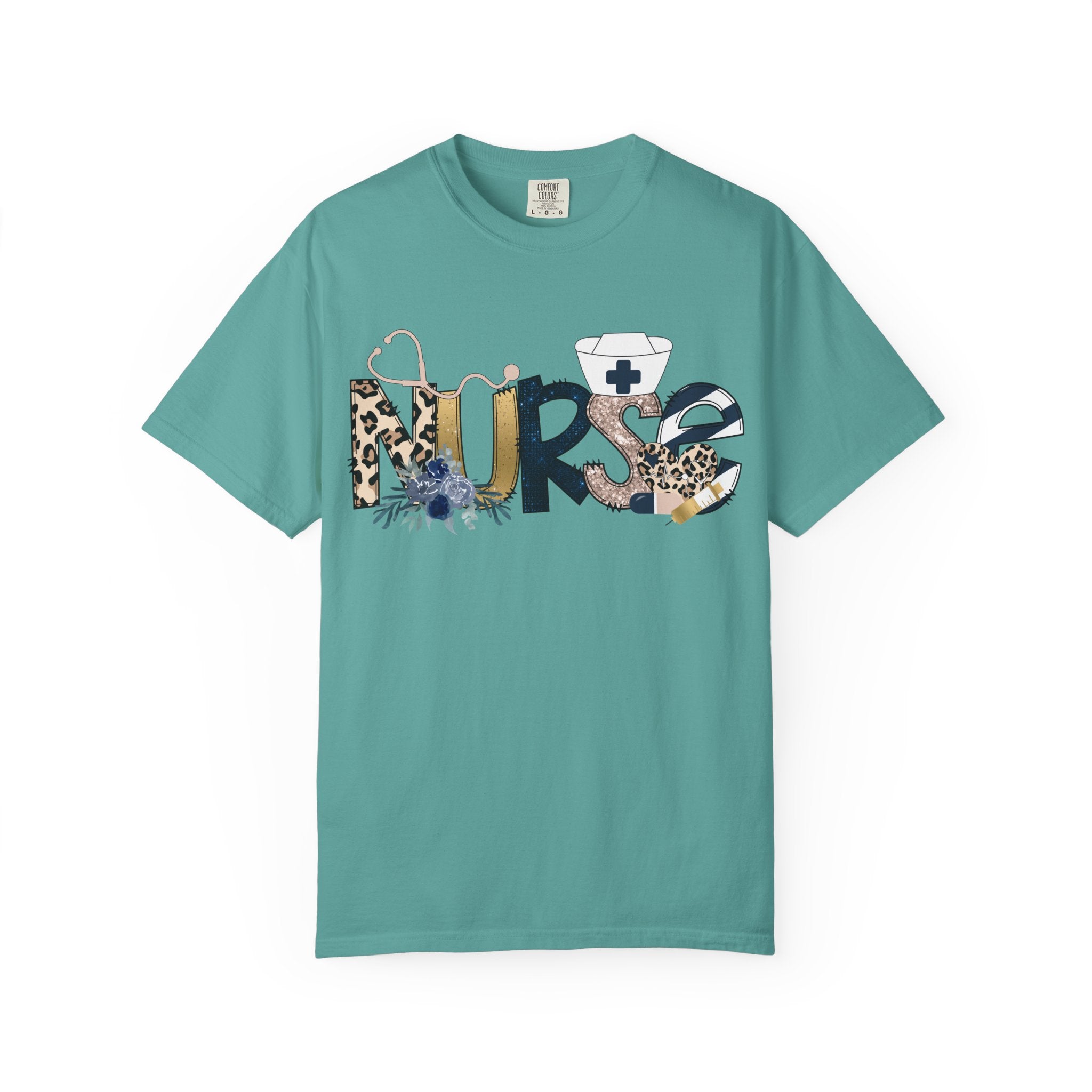 Nurse Floral Leopard Graphic T Shirt