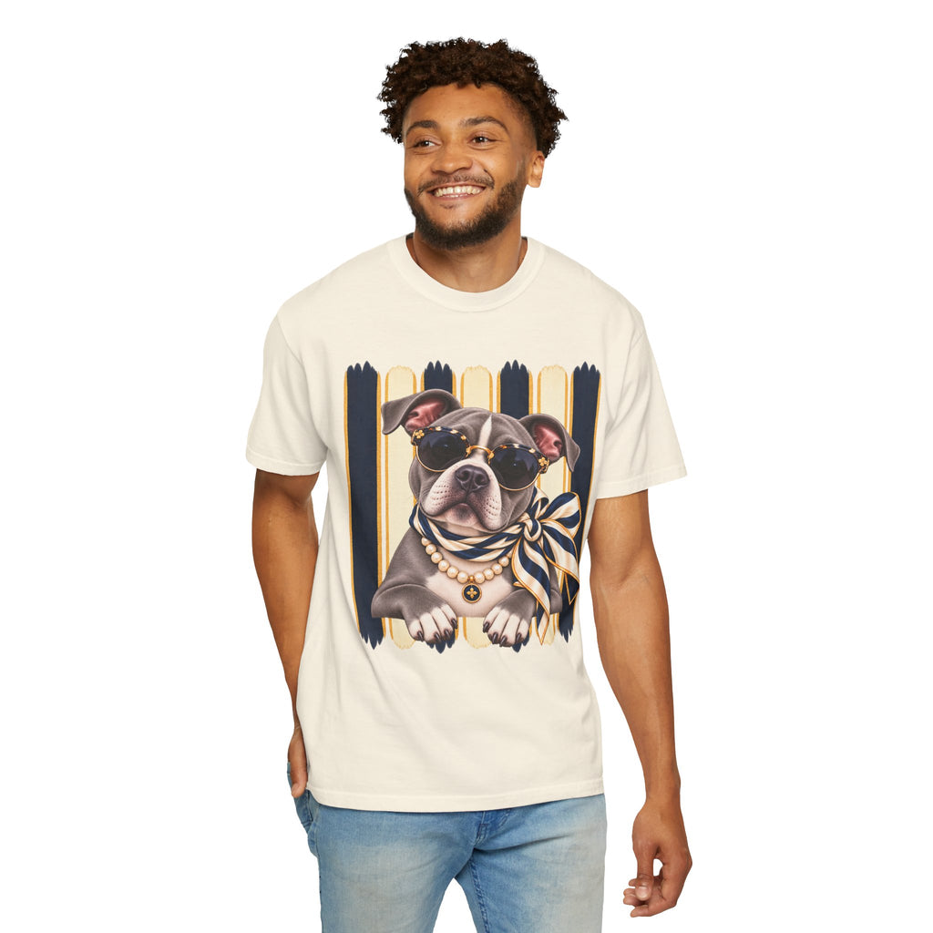 Pitbull Mom Shirt, Blue Gray Pit Bull Comfort Colors Tee, Chic Dog Lover Gift, Boutique Pet Graphic T-Shirt, Artsy Pet Lovers Collection
