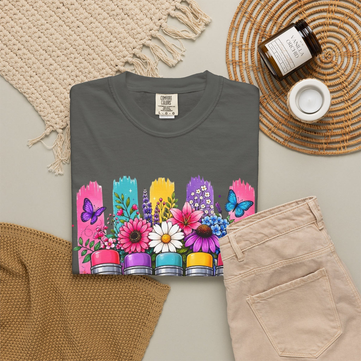 Teacher Pencil Bouquet T Shirt Colorful Floral Back to School Gift