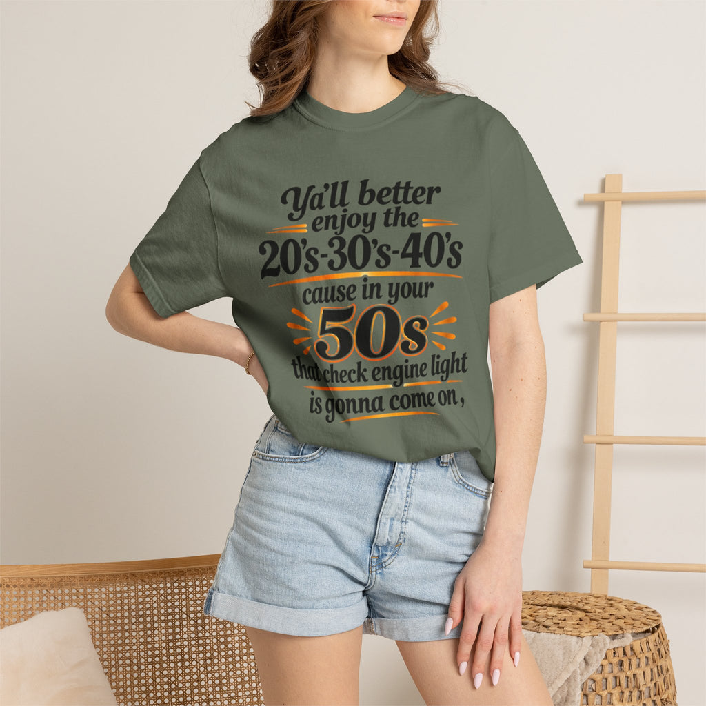 Funny Check Engine Light 50s Retirement T-Shirt