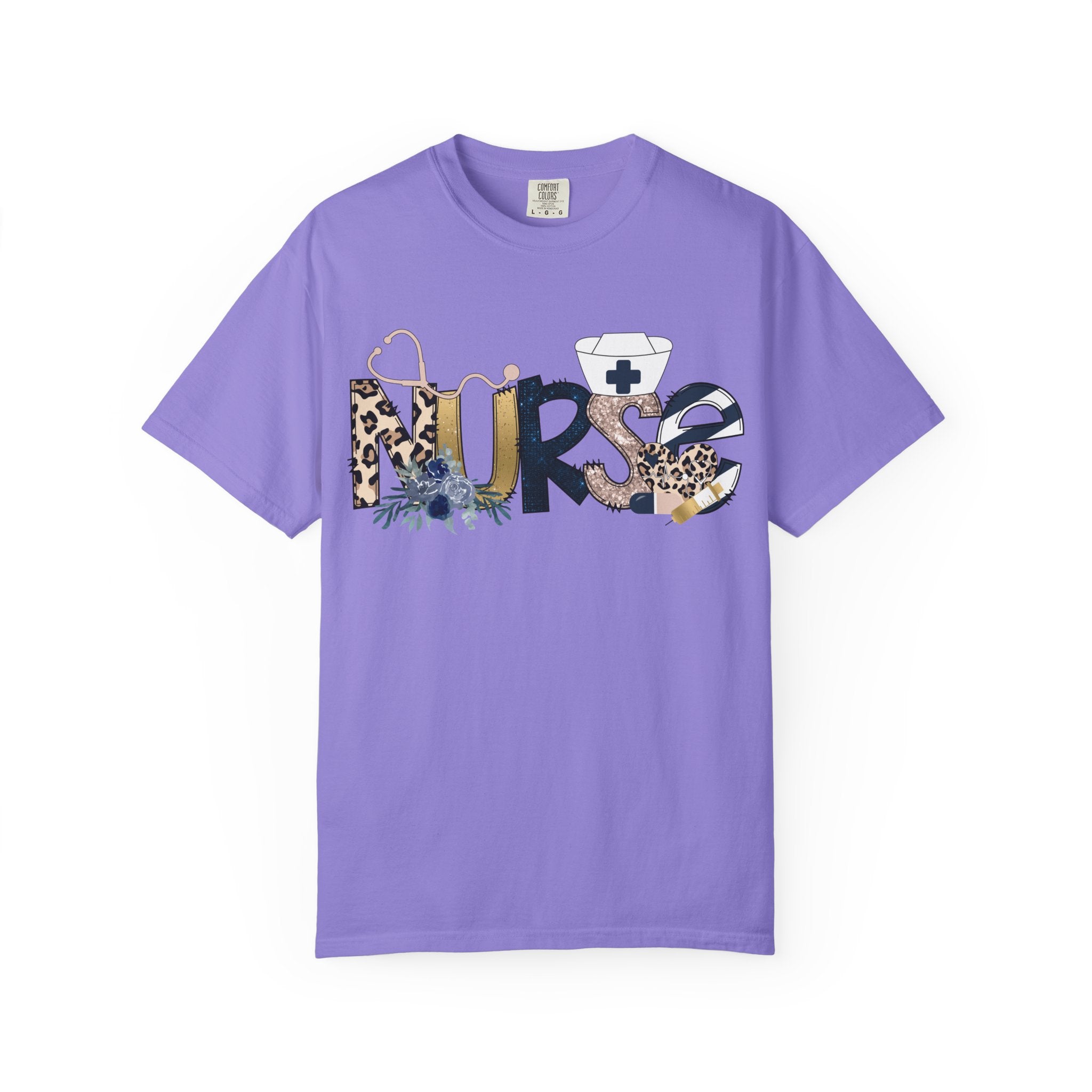 Nurse Floral Leopard Graphic T Shirt