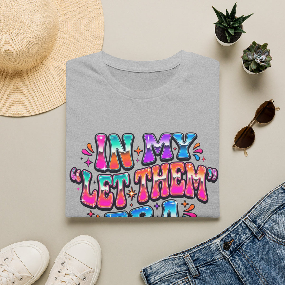 Graphic Tee In My Let Them Era Colorful Retro Statement Shirt