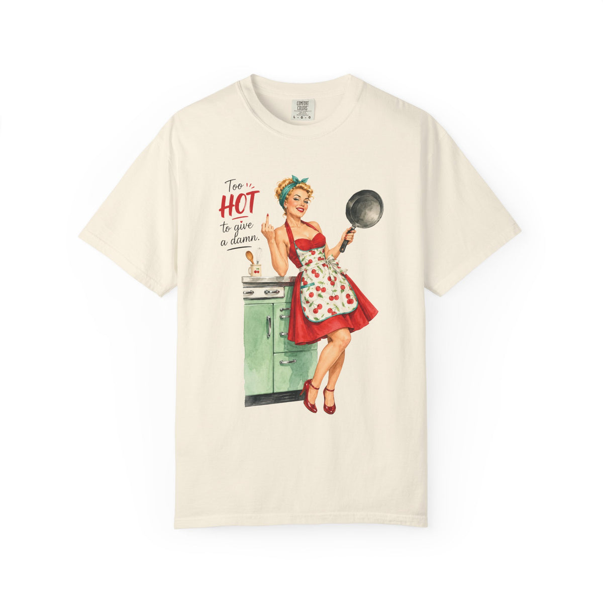 Vintage Pinup Cooking T-Shirt Too Hot to Handle Kitchen Tee