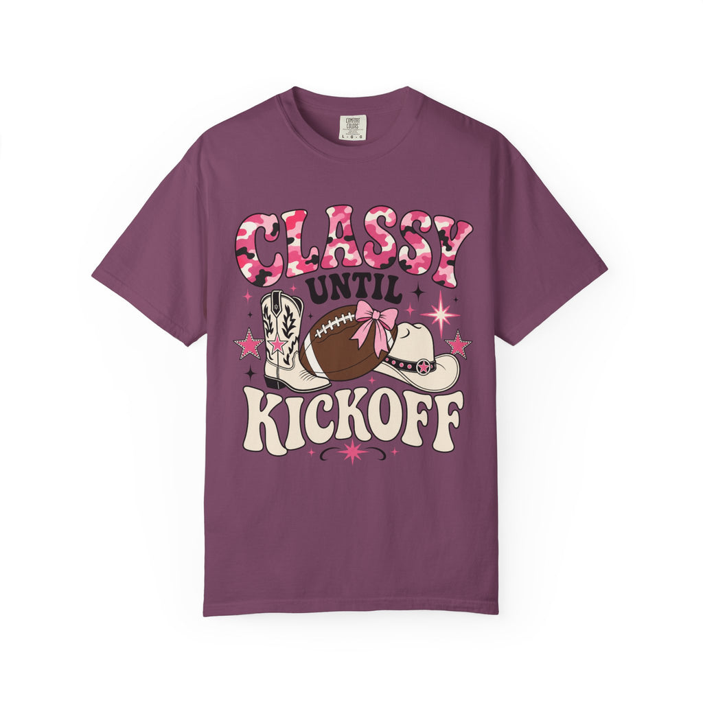 Classy Until Kickoff Football T Shirt Retro Cowgirl Game Day Tee
