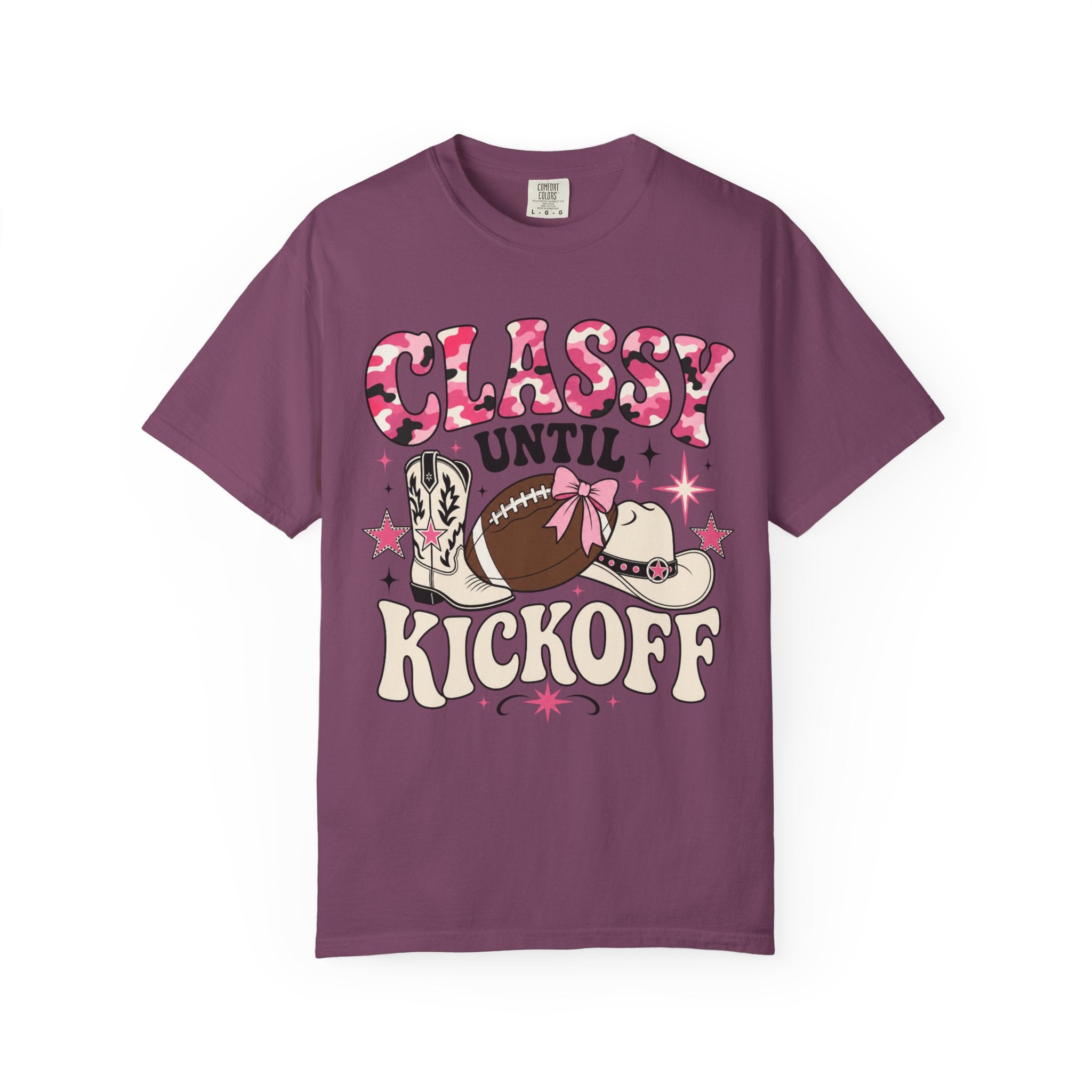 Classy Until Kickoff Football T Shirt Retro Cowgirl Game Day Tee