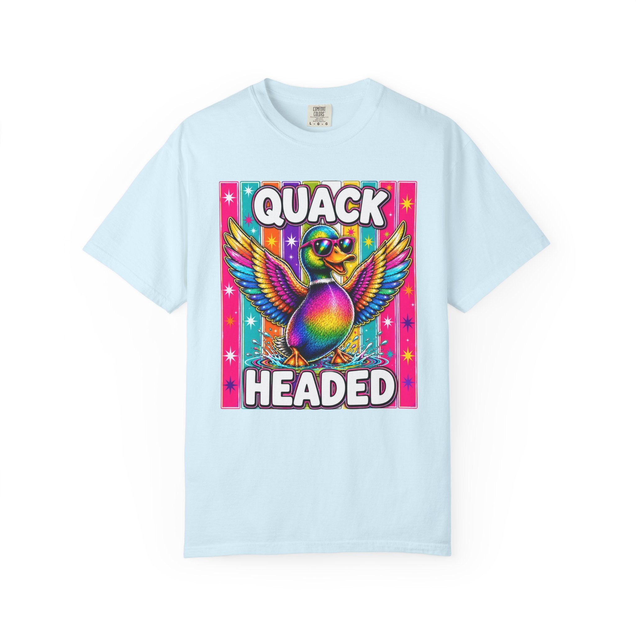 Quack Headed Duck T Shirt Vibrant Retro Rainbow Duck Graphic Tee