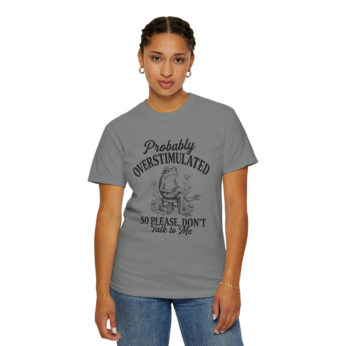 Probably Overstimulated Frog Tee Shirt So Please Dont Talk to Me Graphic Tee