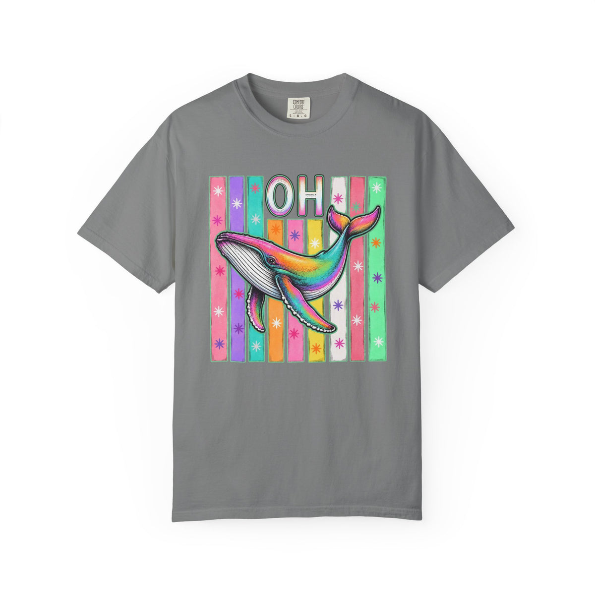 Oh Rainbow Whale T Shirt Retro Striped Graphic Tee