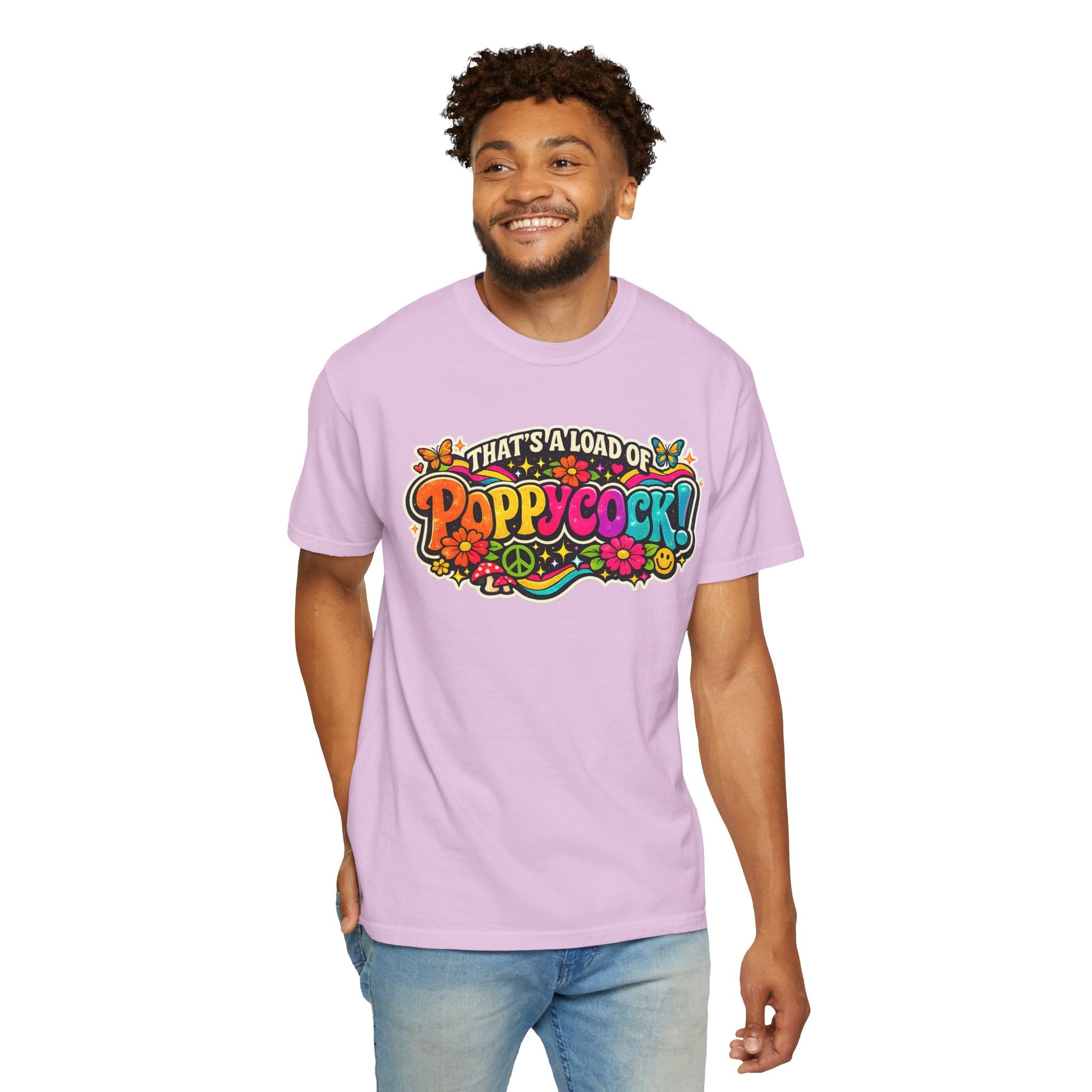 Poppycock Retro Hippie T Shirt  That’s a Load of Poppycock Colorful Vintage Floral Tee