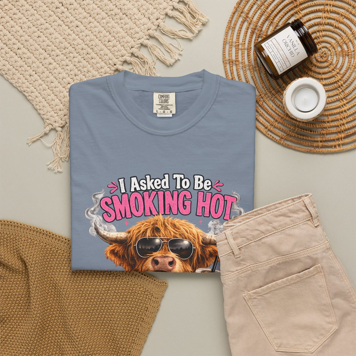 Menopause Smoking Hot T-Shirt Funny Cow with Sunglasses & Drink