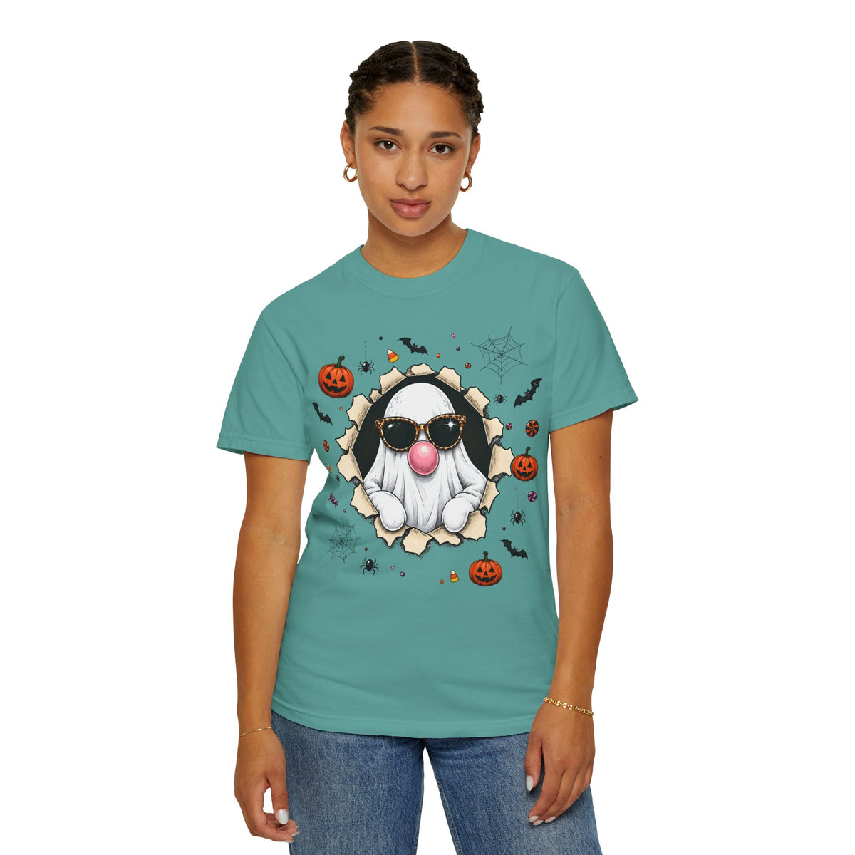 Halloween Gnome T-Shirt Funny Bubblegum Ghost and Leopard Butt Graphic Tee