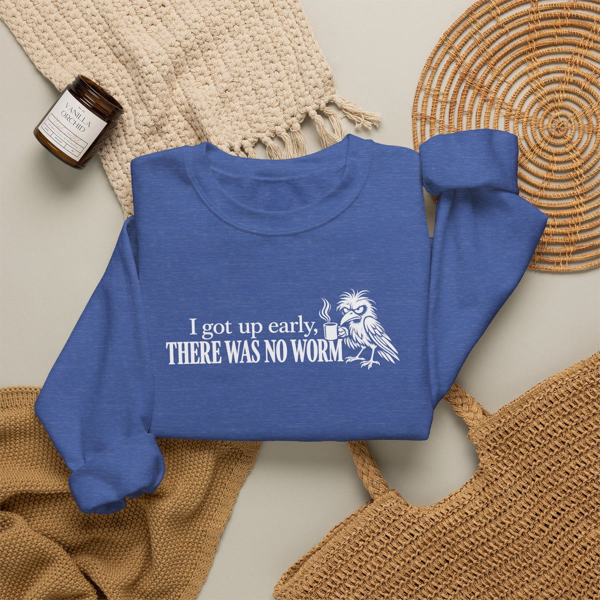 I Got Up Early There Was No Worm Sweatshirt, Funny Bird Coffee Crewneck, Sarcastic Morning Shirt, Grumpy Bird Gift