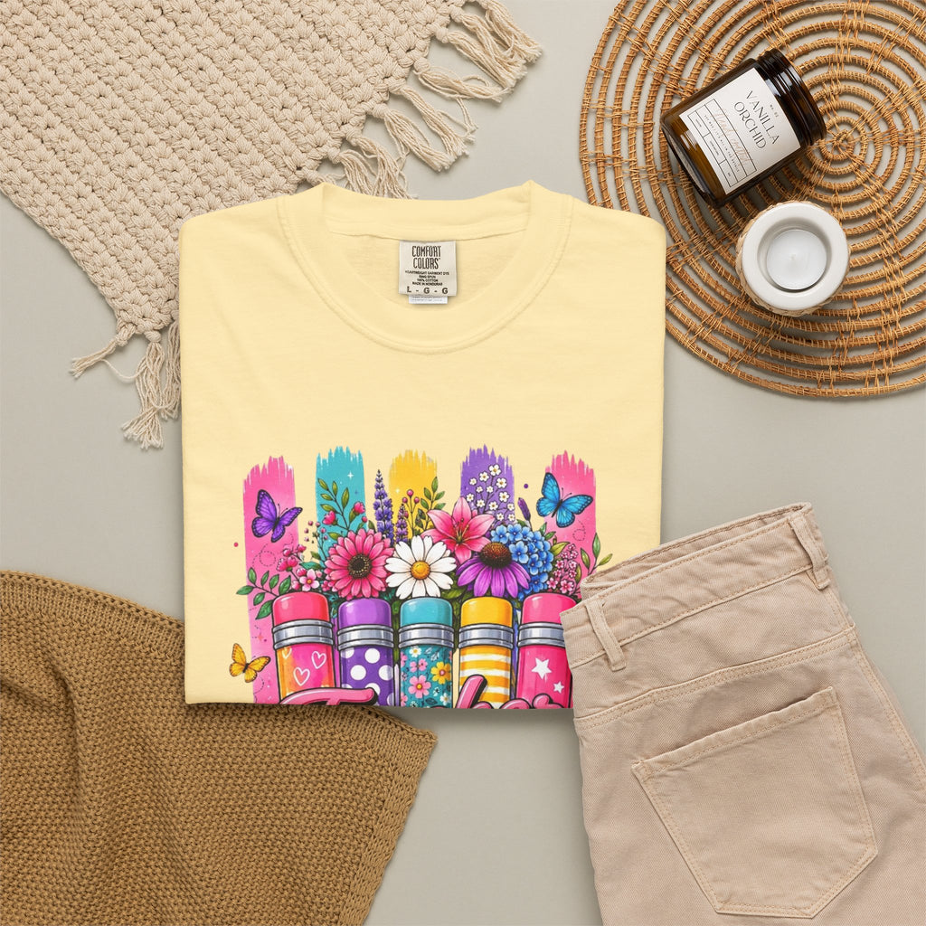 Colorful Pencil Bouquet Teacher T Shirt | Floral School Design