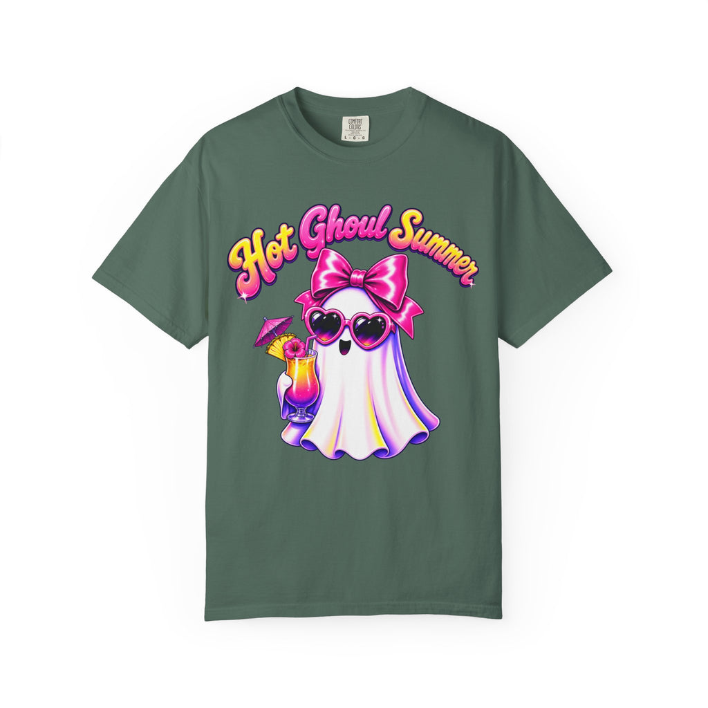Hot Ghoul Summer T Shirt Cute Retro Ghost Tee with Sunglasses and Cocktail