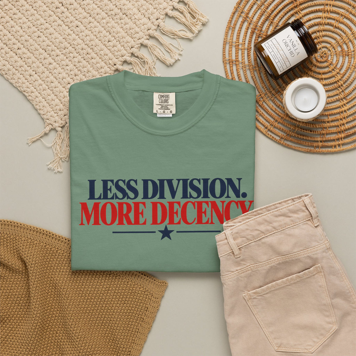 Less Division More Decency Shirt, Kindness Matters Tee, Unity T-Shirt, Comfort Colors Patriotic Shirt, Positive Message Graphic Tee