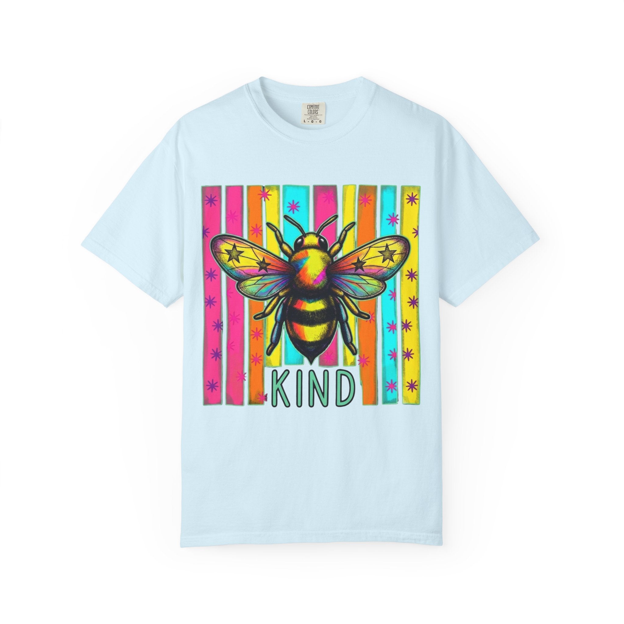 Bee Kind T Shirt Colorful Retro Striped Graphic Tee