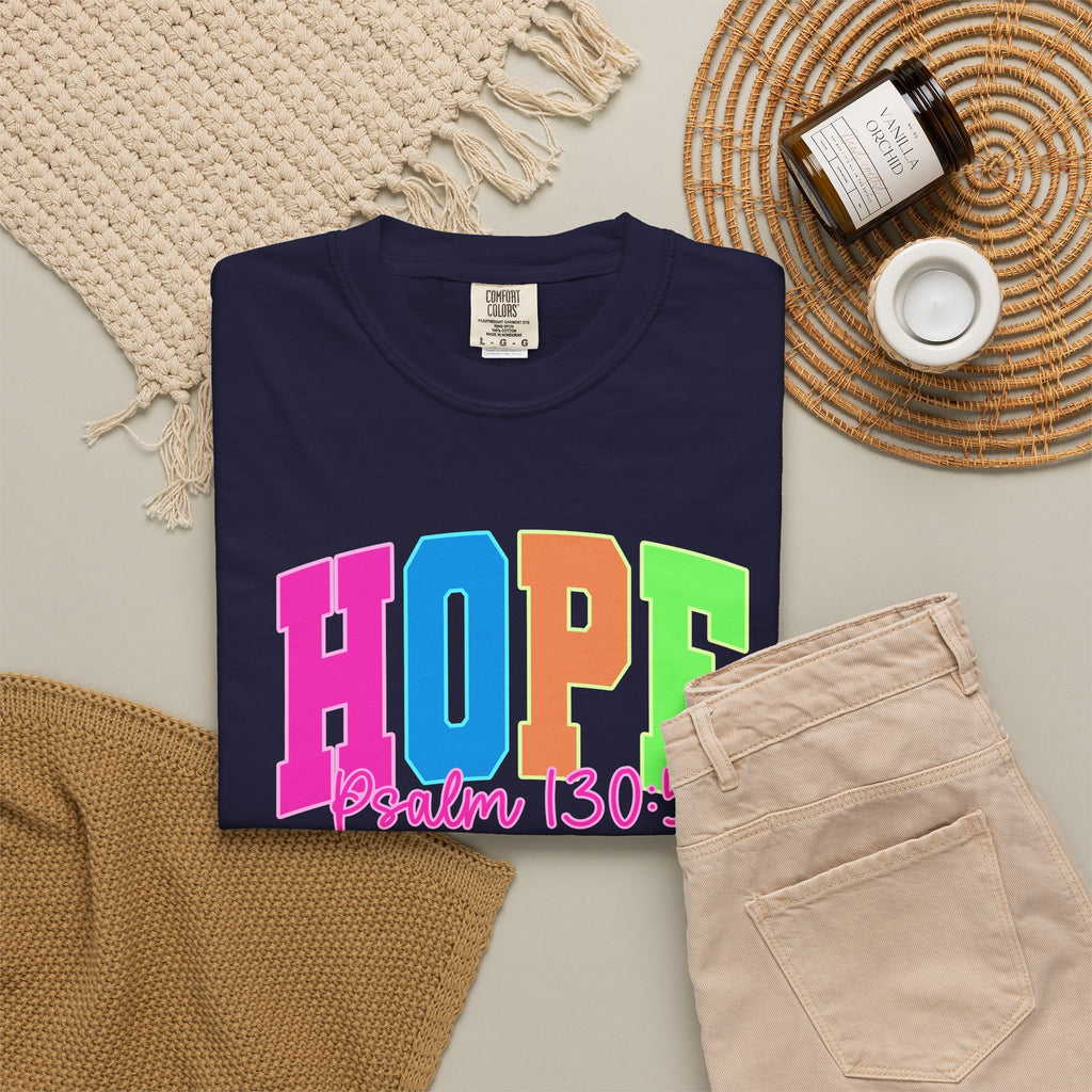 Hope Psalm 130 5 TeeShirt Colorful Christian Faith Tee