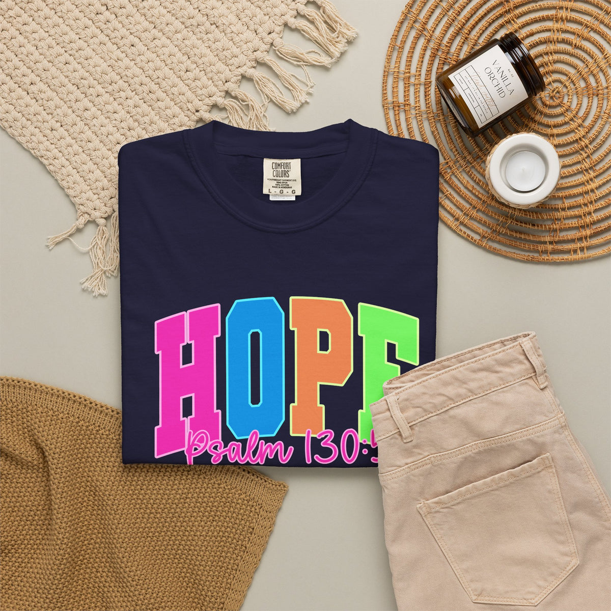 Hope Psalm 130 5 TeeShirt Colorful Christian Faith Tee