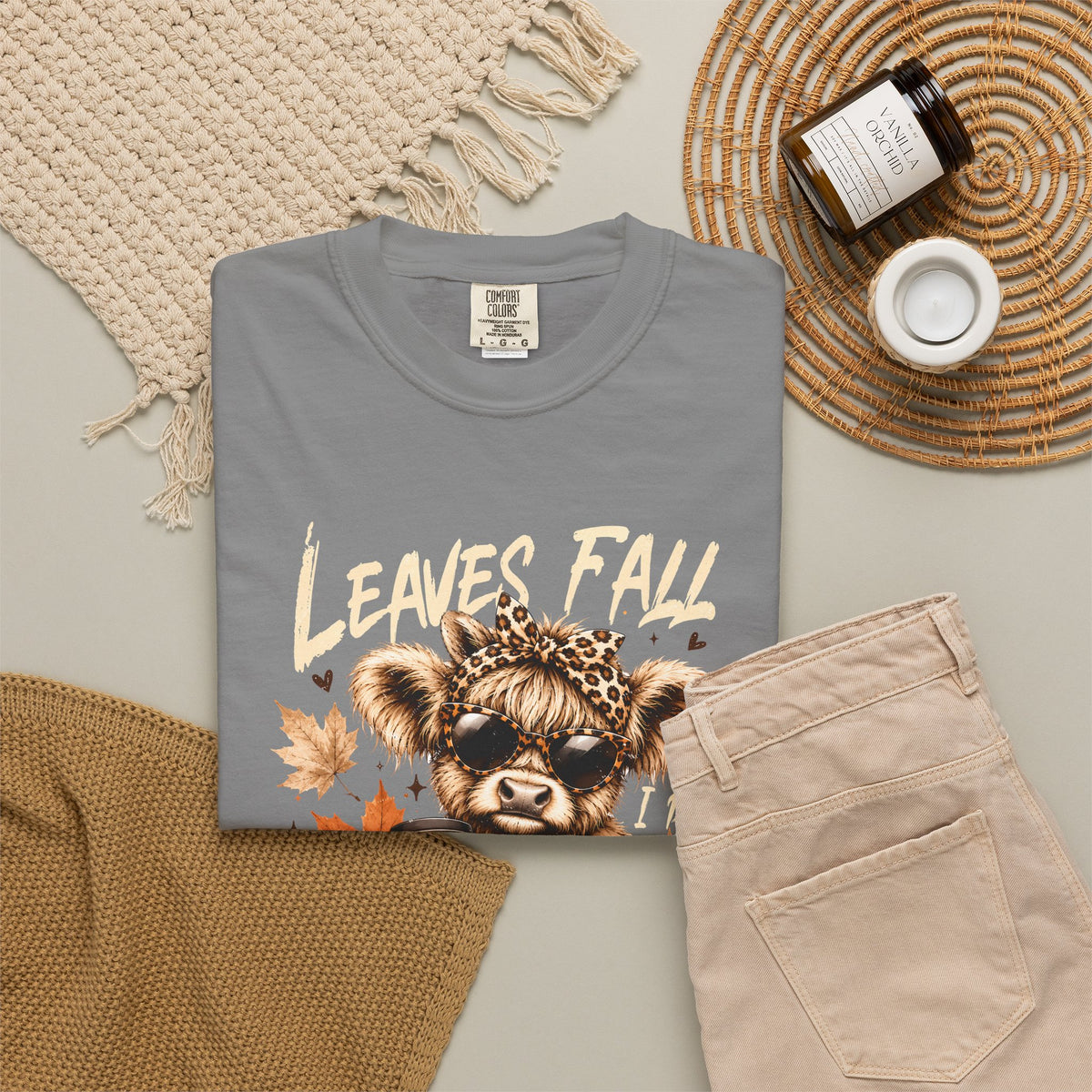 Fall Cow Graphic Tee Shirt Leaves Fall I Dont Cozy Autumn Tee